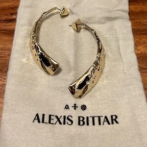 NEW Alexis Bittar Hammered Molten Gold and Crystal Earrings
